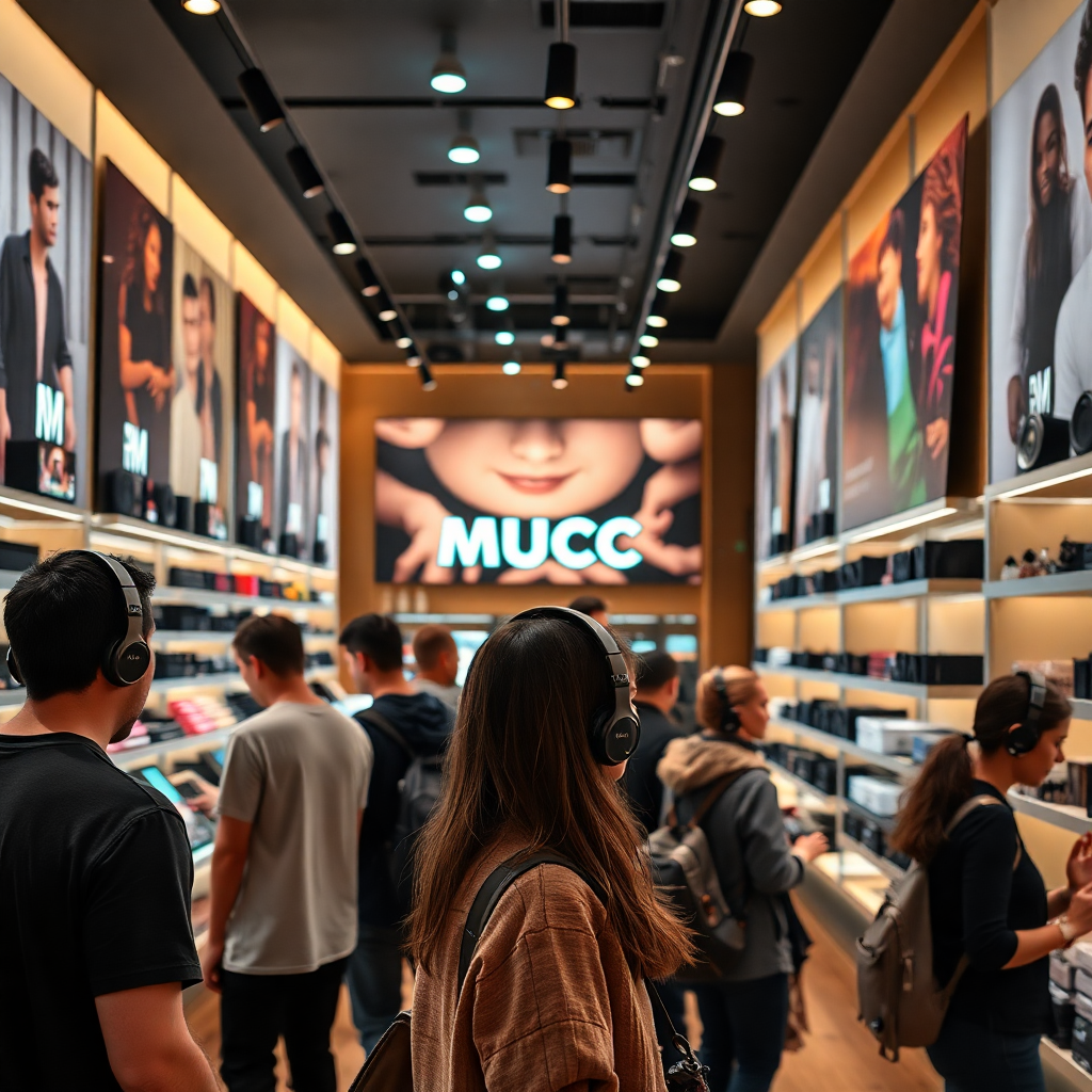People enjoying background music while shopping